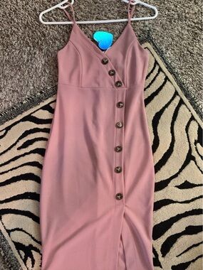 Women's Mind Code Rose Pink Button-Front Slip Dress